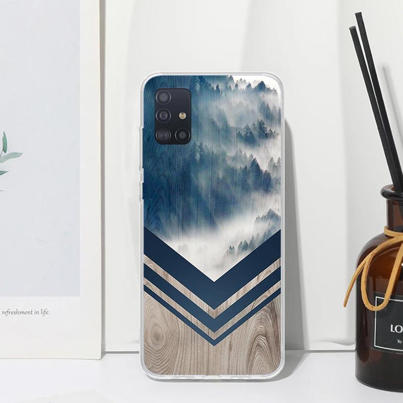 Forest Geometry Wood Nature Phone Case For Samsung Galaxy A52 A42 A32 A22 A12 A02S A72 A51 A50S A41 A31 A21S A71 A40 A30S A20S A