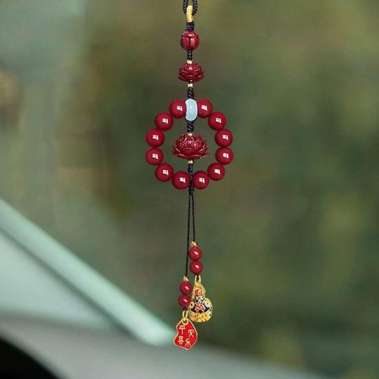 Automobile Pendant Beads Flower Charm Decorative Key Pendant Car Interior Decor Auto Hanging Accessory