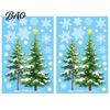 Winter Scene Decoration 2Pcs Christmas Snowflake Window Clings, Green Pine Tree Static Glass Indoor Holiday Decal Stickers, Snow Dots Xmas Decals for