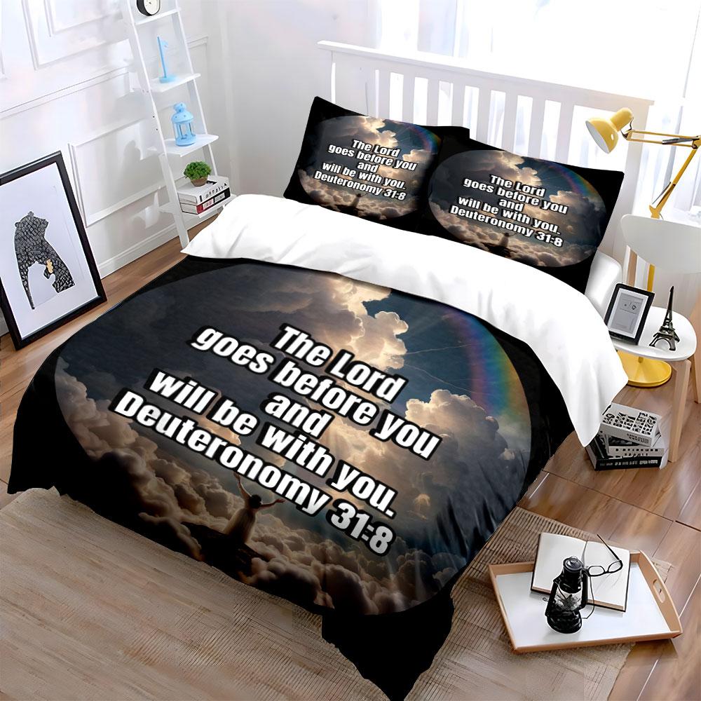 Inspirational Christian Quote Decor Soft Comfortable Duvet Cover Bedding Set Included 1*Duvet Cover & 2*Pillowcases, Gift