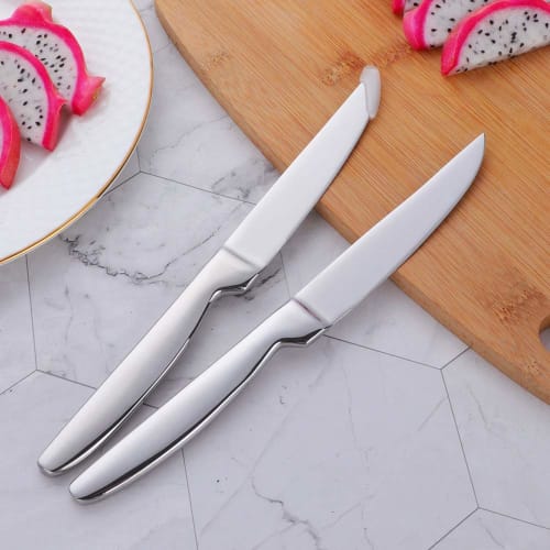 Bisda Steak Knives, 2-Piece Set, 9cm Blade, All Stainless Steel, Dishwasher Safe, Silver, Available in Multiple Colors