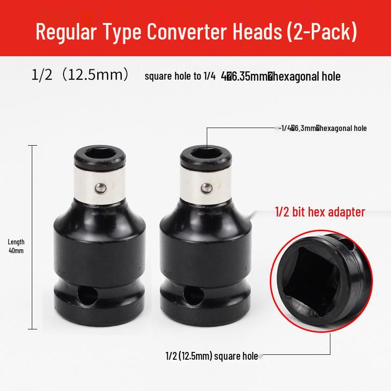 Electric to Air Impact Wrench Converter: 1/2" to 1/4" Hex Bit Adapter with Telescopic Spring Sleeve.