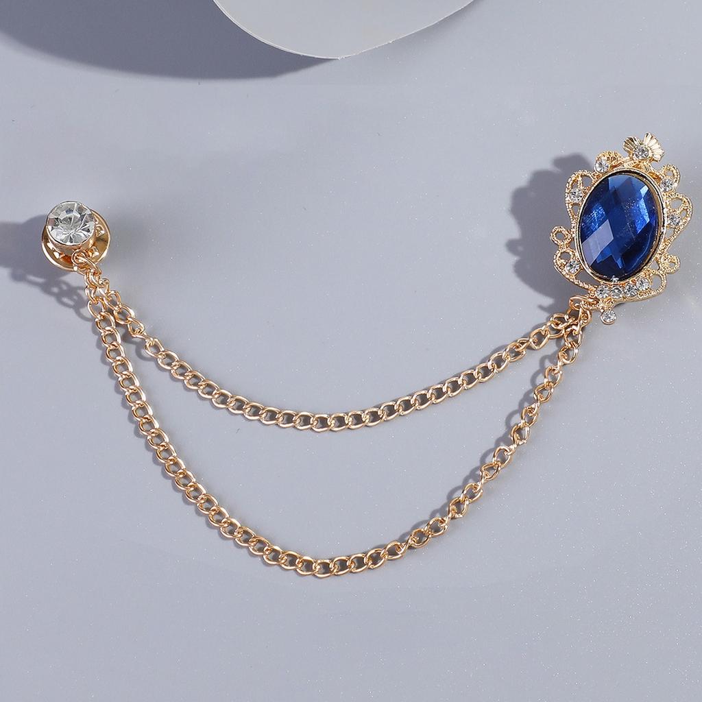 Broche de diamantes de imitación brillantes con gemas de imitación a la moda, borla de cadena, traje, abrigo, insignia, bolso, chal, accesorios de joyería