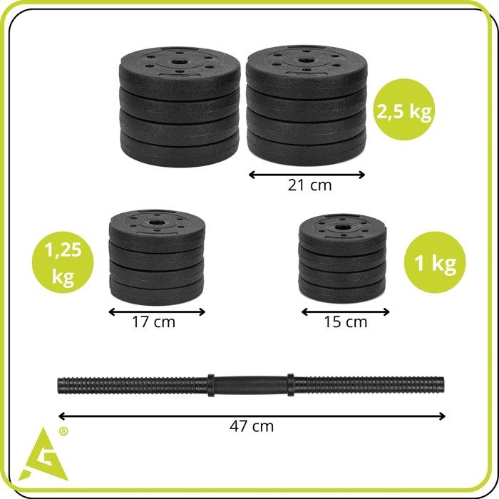 Manubri da 30 kg per il bodybuilding, set da 2 manubri da 15 kg, dischi, fermi