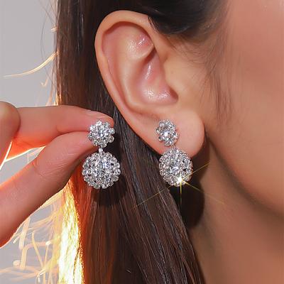 Super flash vol diamant sneeuwvlok oorbellen lichte luxe stijl mode oorbellen net rood oorbellen hanger oorbellen sieraden