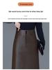 2025 Autumn/Winter Women's High Waist Leather Bodycon Midi Skirt - Slimming Sheepskin Slit Design.