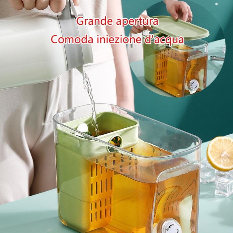 5800ML Juice Container Refrigerator Cold Kettle Drinkware Bucket with Faucet Beverage Dispenser with Filter PP Material