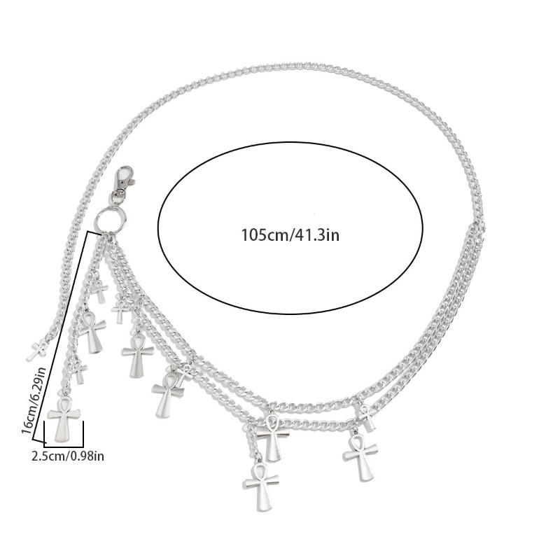 Women'S Multi-Layer Cross Tassels Pendant Decoration Waist Chain Y2K Gothic Style Halloween  Body Chain Accessory Gift