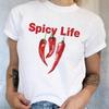 Spicy Life Graphic Tees Chili Pepper Printed T-Shirts Grunge Aesthetic Funny Shirt Loose Streetwear Women Tops Female Clothing