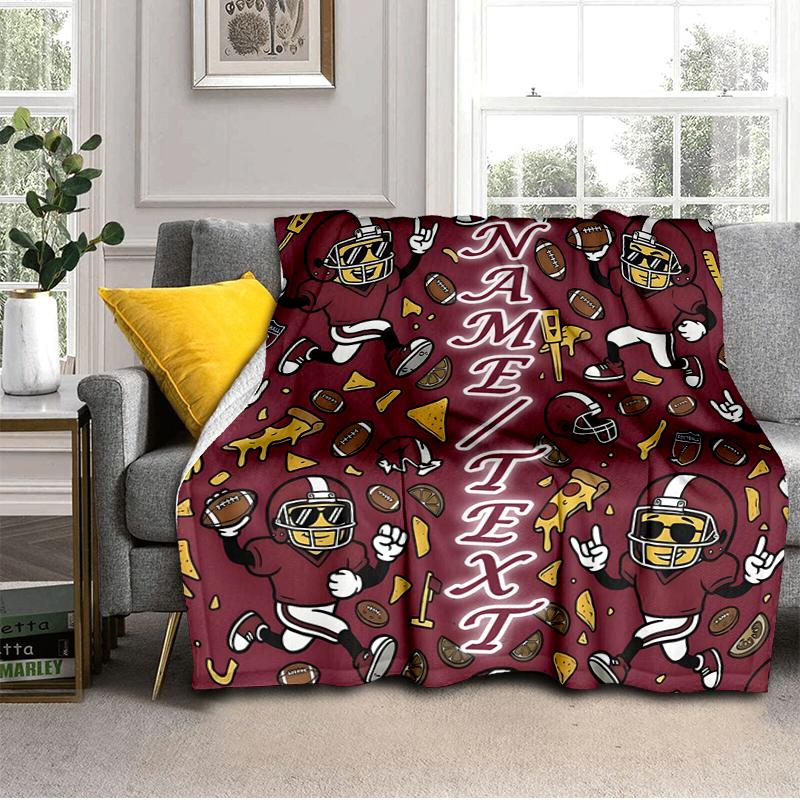 1PC Custom Name Football Player outdooor Flannel blankets Throw Blanket All-Season Throw Gift Bedspread for Couch, Bed, Camping Holiday Birthday gift