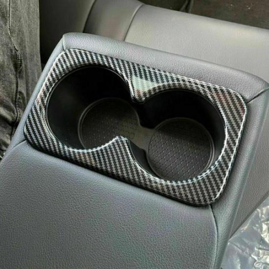 For Nissan Rogue 2021-2024 Carbon Fiber Rear Water Cup Holder Frame Cover Trim