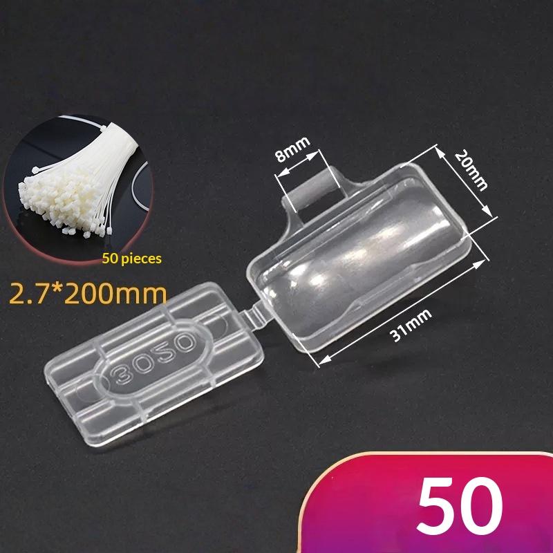Wire Label Cable Tie Tag 50Pcs Plastic Transparent Case for Daily Office Home Network Cable Organization