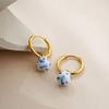 User Friendly Ceramic Ear Clip Blue Floral Pattern Dangle Earring Sturdy Copper Material Office And Casual Accessory