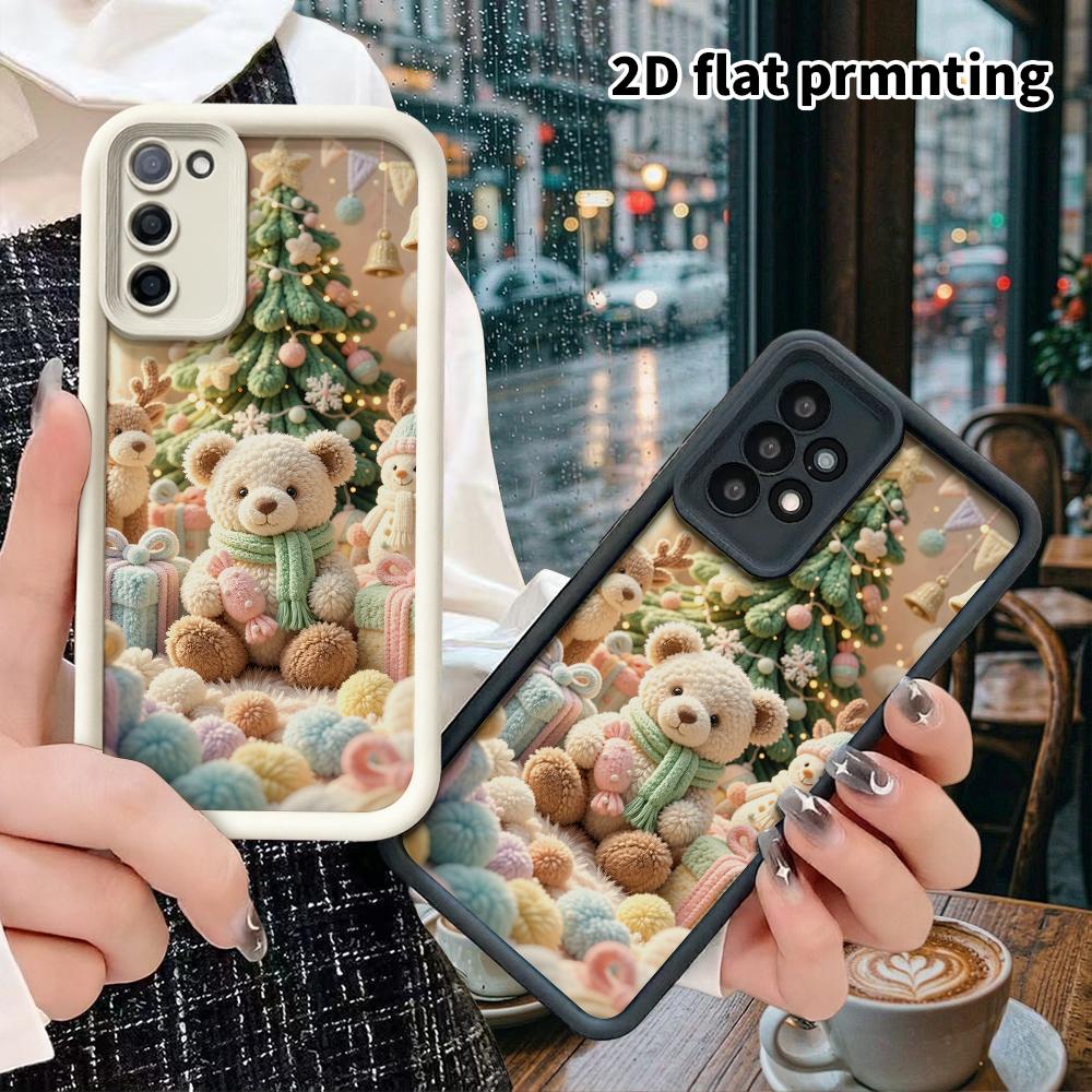 Phone case: 2D flat design suitable for Samsung Galaxy A34 A35 M05 M06 S20 S22 S21 FE Plus 5G protective case, bear gift party, perfect Christmas and