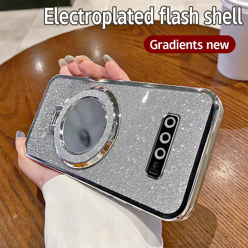 For Samsung Galaxy S8 S9 S10 Luxury Cute 3D Mirror Silicone Phone Case For S10 Plus Glitter Magnetic Stand Shockproof Back Cover