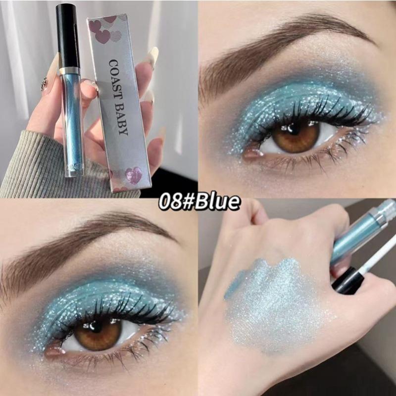 Maquillaje de Sombras de Ojos Líquidas Perladas de 12 Colores Natural Ahumado Plateado Brillante Diamante con Purpurina Sombras Impermeables Duraderas Maquillaje para Ojos