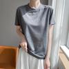 Új nyári stílus Jacquard Tencel kötött rövid ujjú női kerek nyakú kötött póló