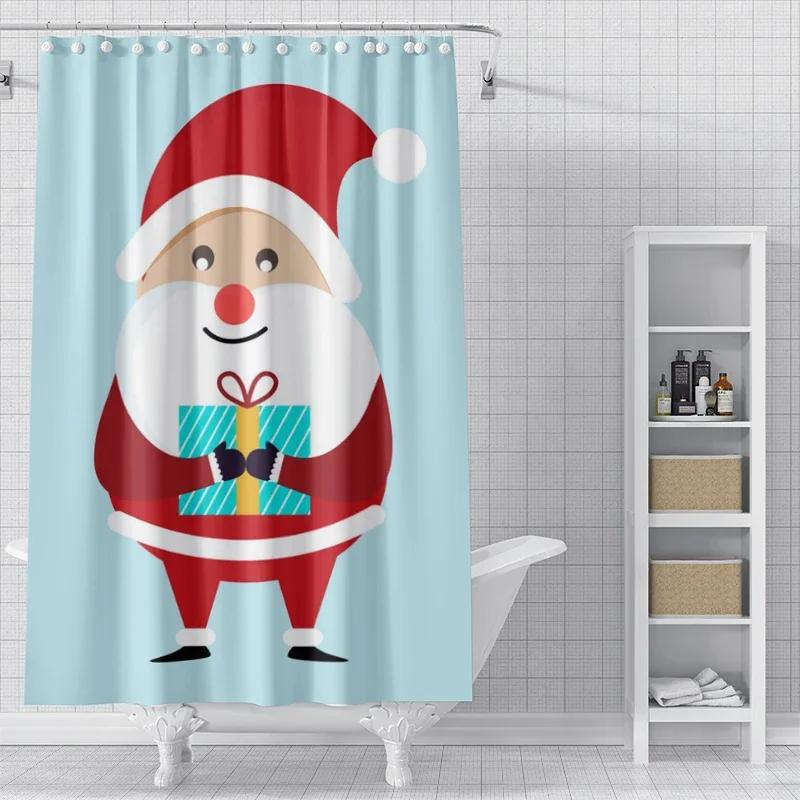 Home Decoration Shower Curtains For Bathroom Waterproof Curtain Fabric Modern Nordic Style Living Room Merry Christmas Winter