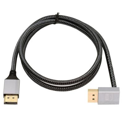 NFHK 2M Down Angle DisplayPort DP To DP 4K Silver Ultra HD UHD 90 for and Graphics Cards Cable, 60Hz, Sleeved, Degree, Desktops, Laptops, Monitors,