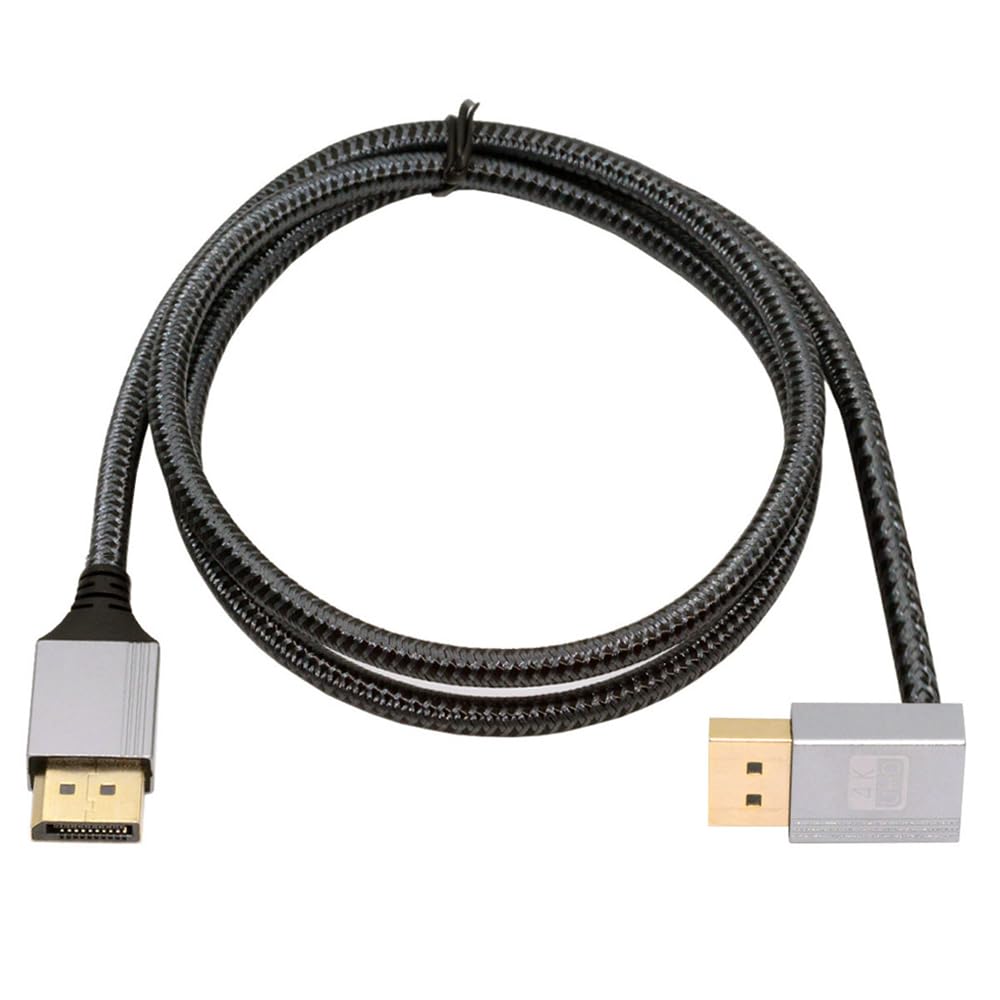 

NFHK 2M Угловой вниз DisplayPort DP к DP 4K Серебристый Ultra HD UHD 90 для и Видеокарт Кабель, 60 Гц, В оплетке, Градус, Настольные ПК, Ноутбуки, Мониторы, чёрный