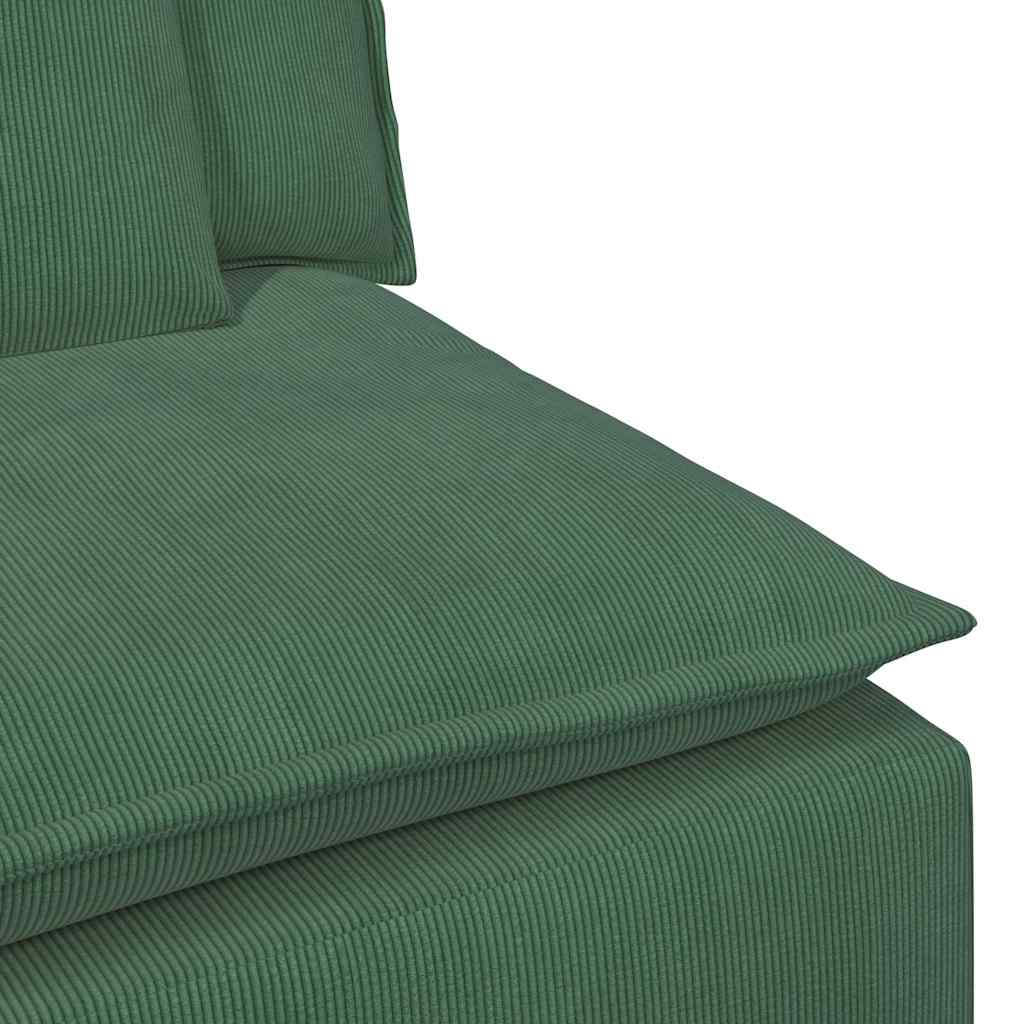 Modular Sofa End Module with Armrest and Cushions Dark Green 100 Cm