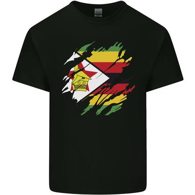 Gescheurde Zimbabwe Vlag Zimbabwaanse Dag Voetbal Heren Licht Katoenen T-shirt Unisex T-shirt