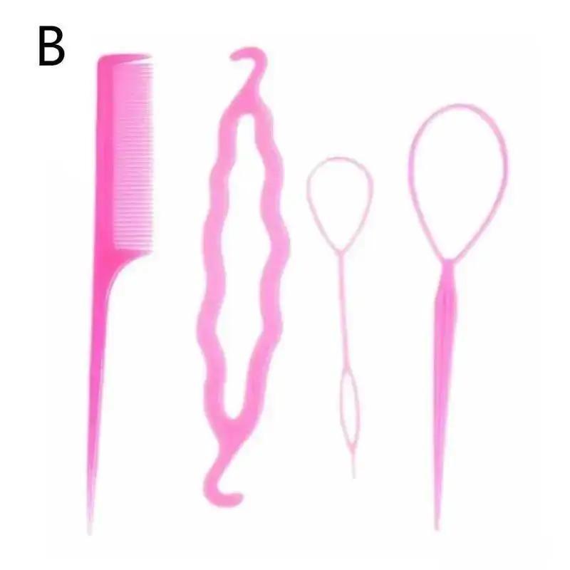 4 Pcs Headgear Disc Hair Set Style Hair Extension Pin Hairs Stick Pointed Tail Comb Disc Hairs Set Braiders Styling Tools