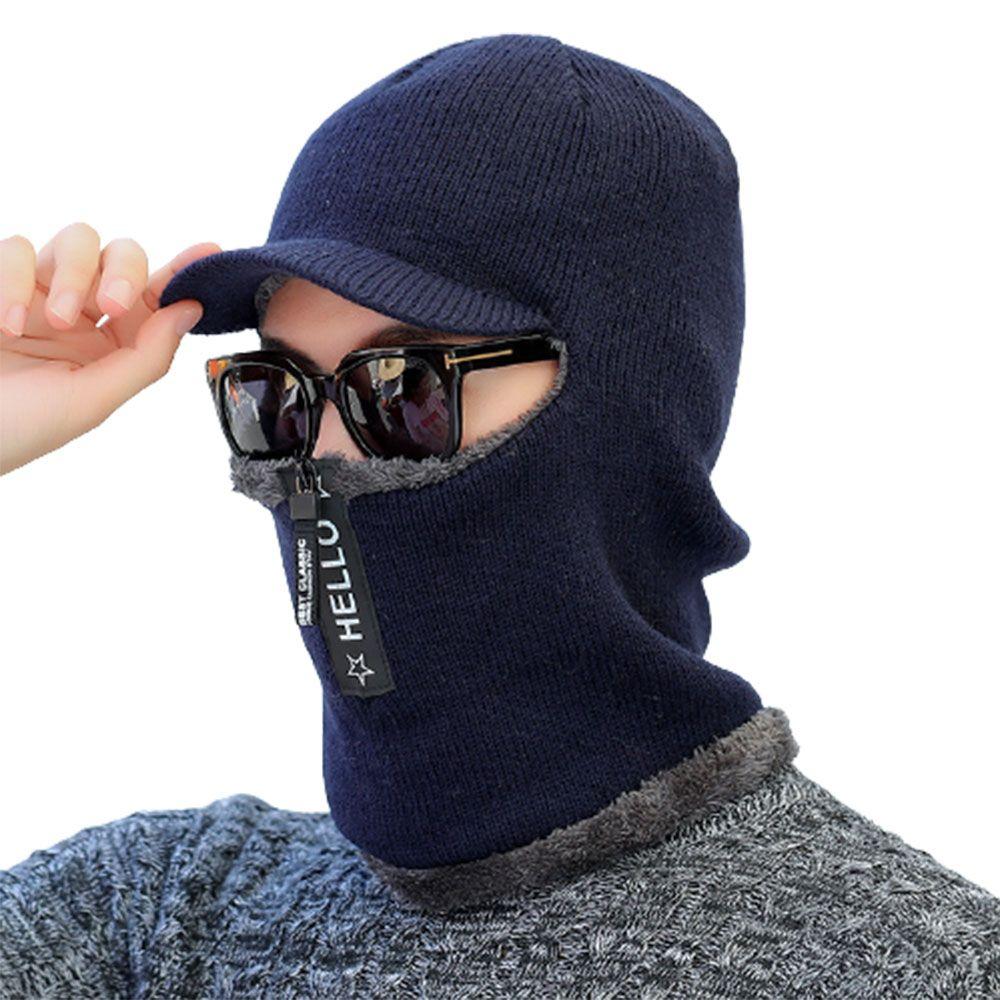 

Winter Windproof Thick Warm Knitted Cap Ear Protection Wool Hat Outdoor Темно-синій