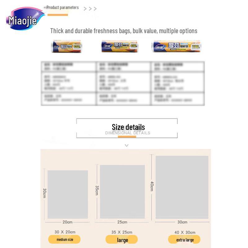 Miaojie Durable Tear-Off Food Storage Bags, 450 Count