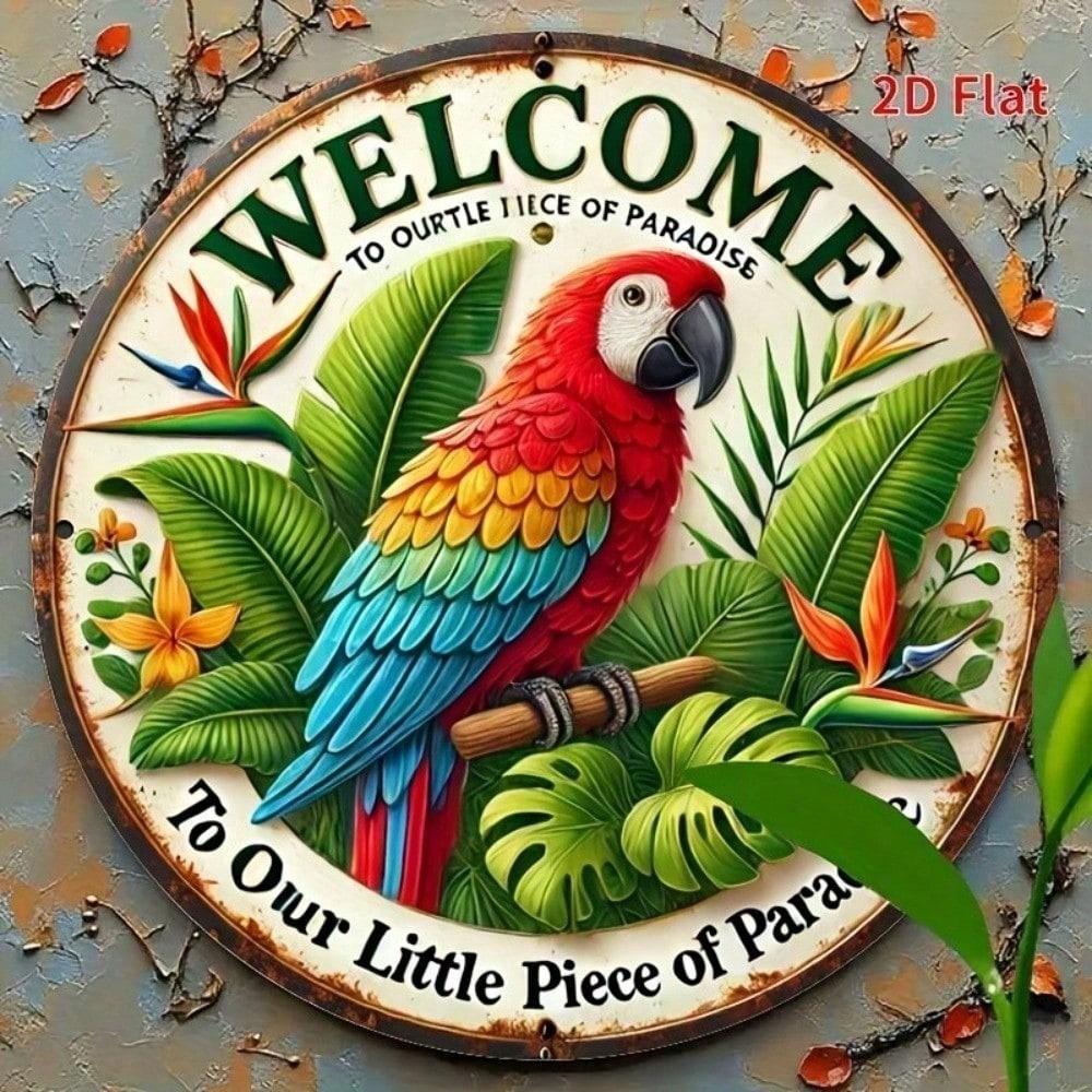 

Vintage Metal Tin Sign 8x12 Inch Our Little Piece of Paradise Retro Wall Art Home Decor Kitchen Bar Cafe різнокольоровий