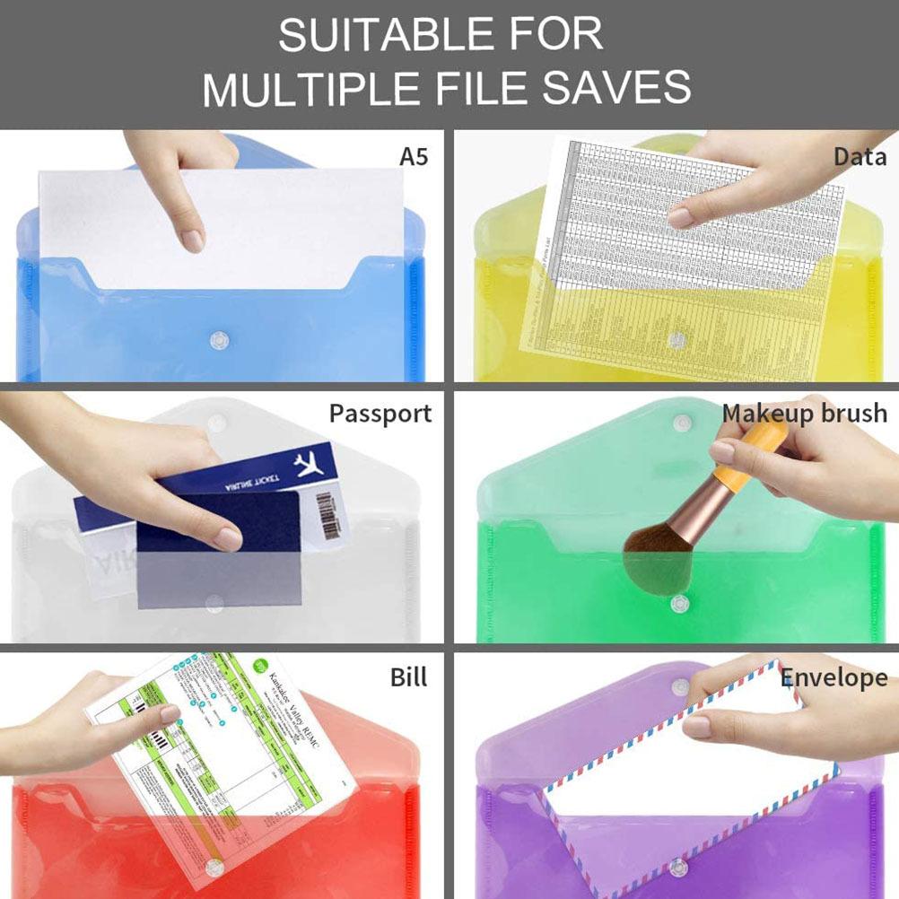 

12Pcs A4 Document Bags Colorful File Storage Folders Plastic Transparent File Holder Office Document Organizer China Mainland