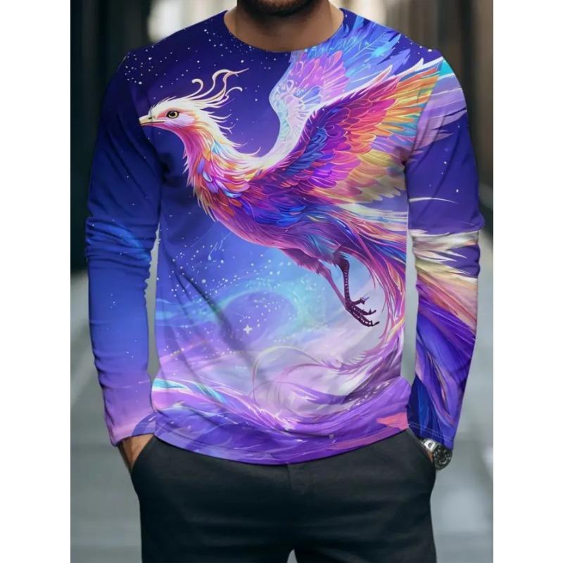 Herren Freizeit-T-Shirt mit langen Ärmeln, modischem Print-Design, ein bequemes und lässiges Oberteil, maschinenwaschbar