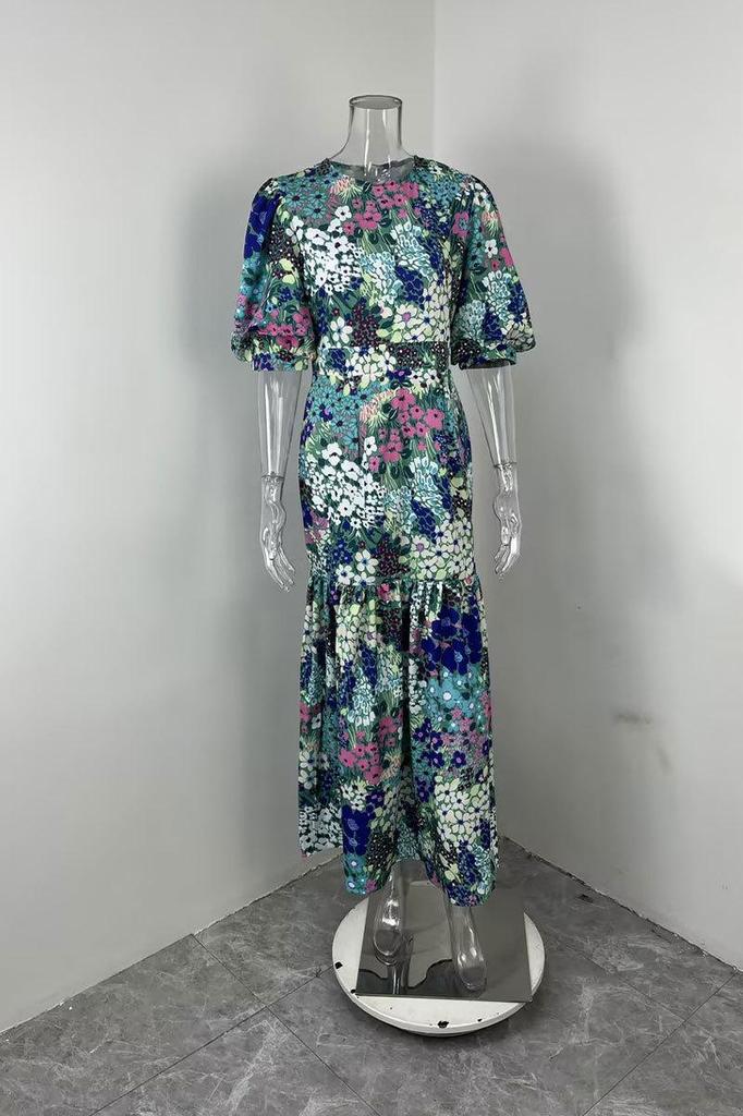 2026 Women's Fashion Slim Fit Printed Pleated Dress