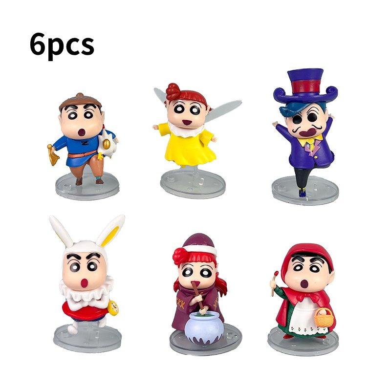 Crayon 6pcs Shin Chan Toy Doll Pvc Model Desktop Decoration Ornament Gifts Child