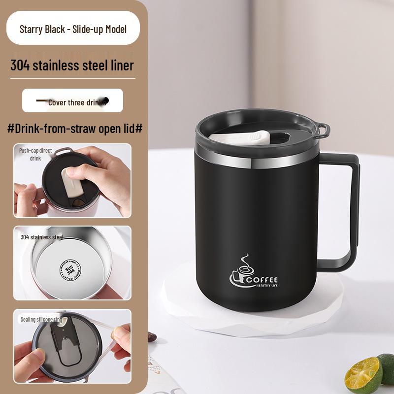 Drop-Proof 304 Stainless Steel Mug with Lid for Home, Office, or Dorm Use