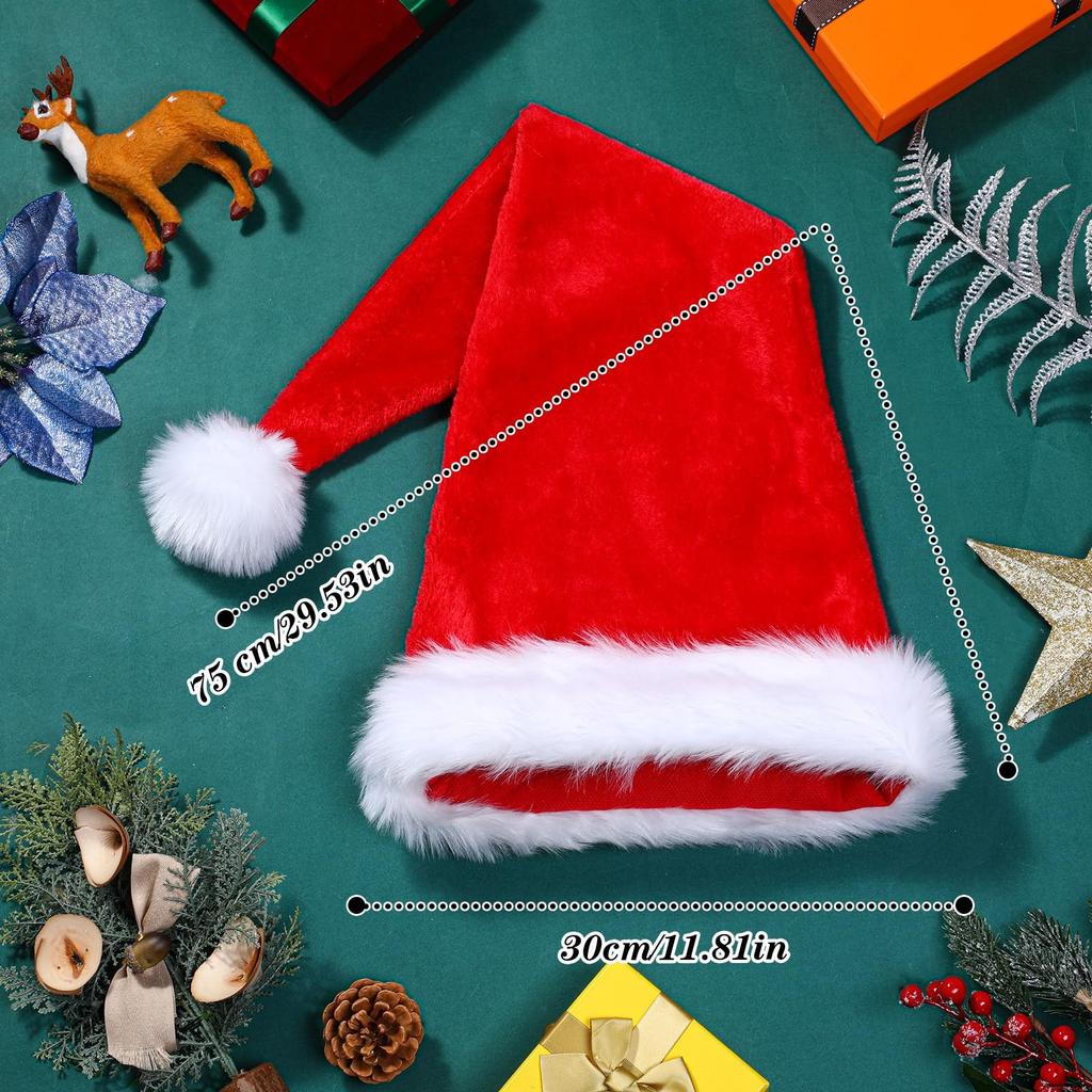 Long Christmas Hats Soft Comfy Santa Hat Durability Velvet Christmas Hat for Men's and Women's Holiday Party Decor Accessories