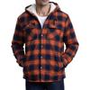 Men's Quilted Lined Button Down Plaid Shirt Add Velvet To Keep Warm Jacket With Hood