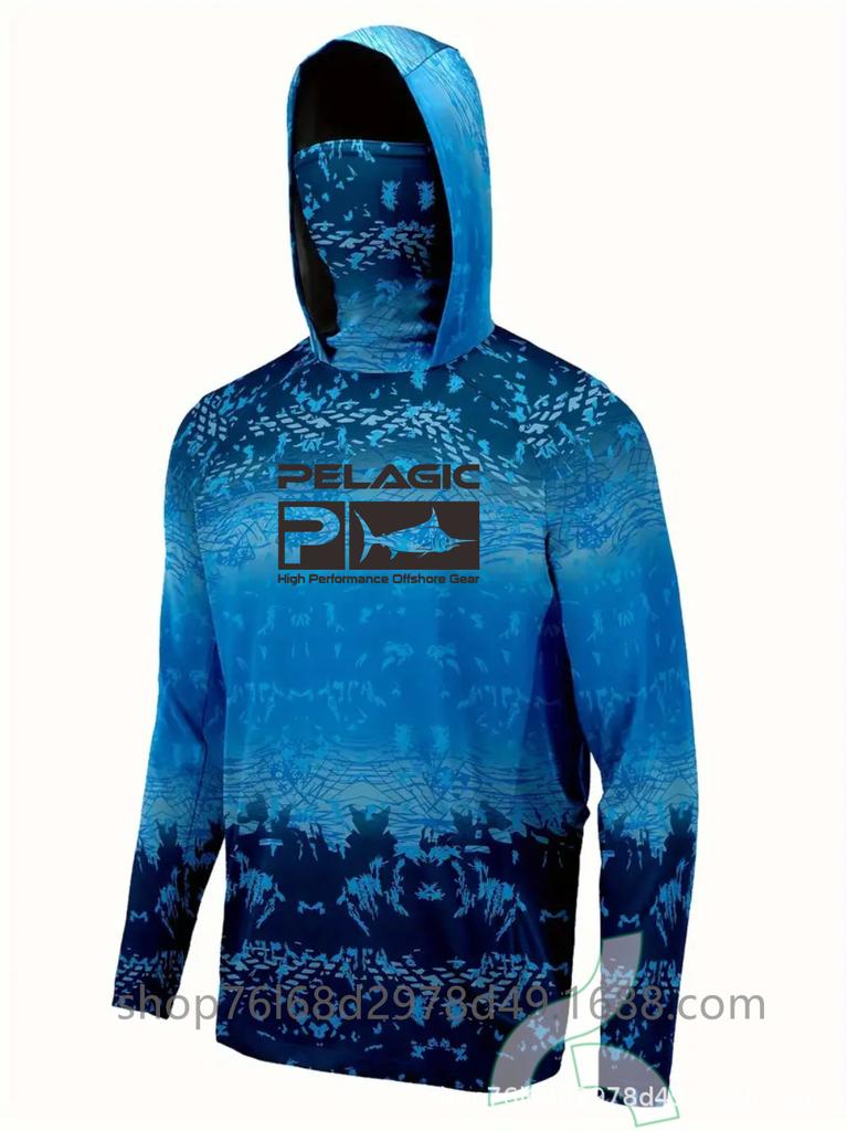 Pelagic Long Sleeve Fishing Suit Ice Silk Face Towel Hoodie Quick Drying Breathable Sunscreen Thin T-Shirt UPF50 +