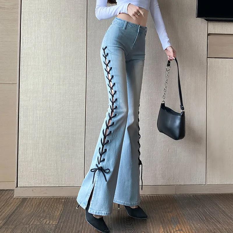 Buy High Waist Slit Strap Jeans Women's 