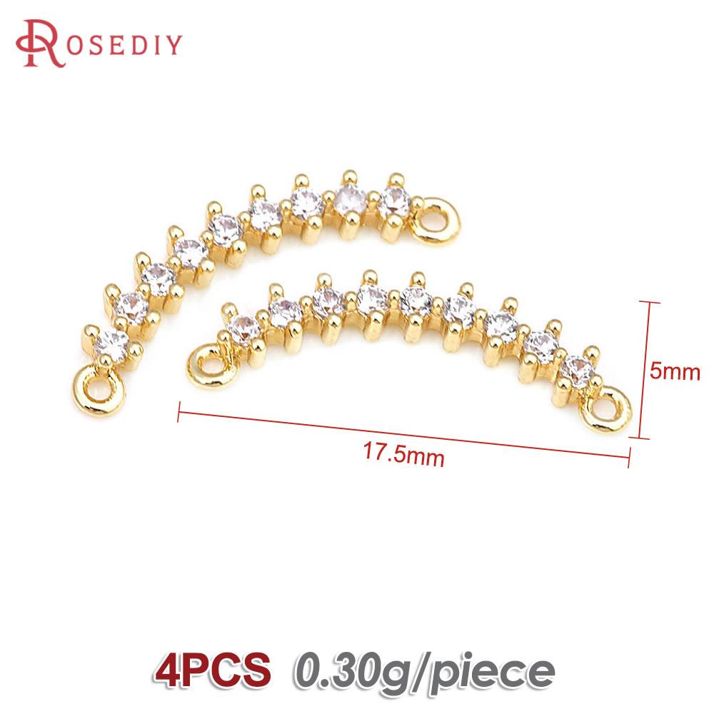 

Gold Color Brass and Zircon 2 Holes Curve Connect Charms Pendants High Quality Diy Jewelry Making Necklace Earrings