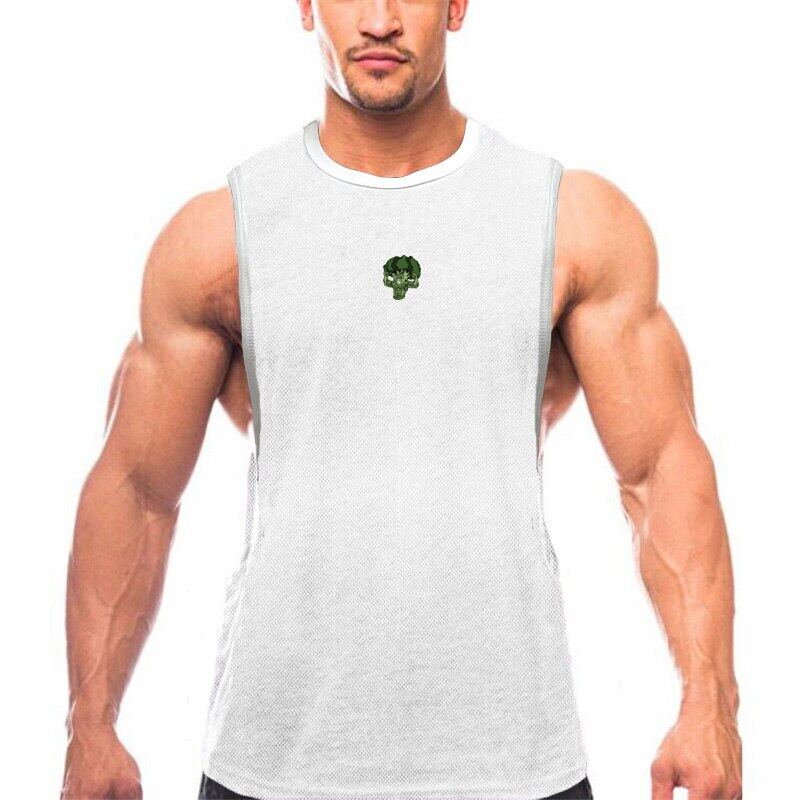 Muscleguys Nový příchod Léto Fitness Kulturistika Tričko bez rukávů Móda Slim Fit Pánská vesta Síťovina Sportovní Prodyšné Tílko s potiskem