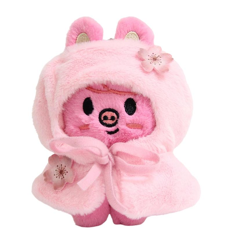 New Cute Sakura Themed Toy Set With Cloak Shawl Dress Up Figure Bag Keychain Decorative Kawaii Plushie Doll Supplies Gift