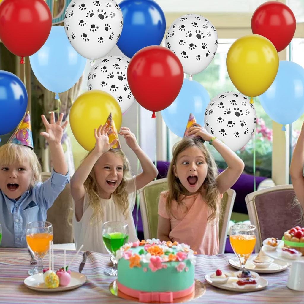 31Pcs Carnival Party Red Blue Yellow Dog Footprints Latex Balloon Garland Set for Circus Party Birthday Party Outdoor Event Decoration