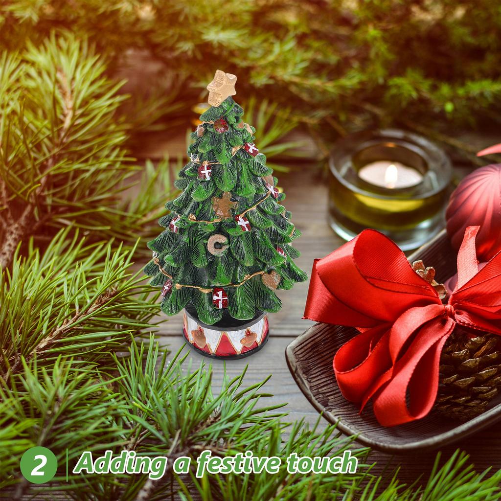 Mini Resin Christmas Tree Decoration Small Tabletop Xmas Pine Tree Statue Desktop Holiday Party Photo Prop Micro Landscape