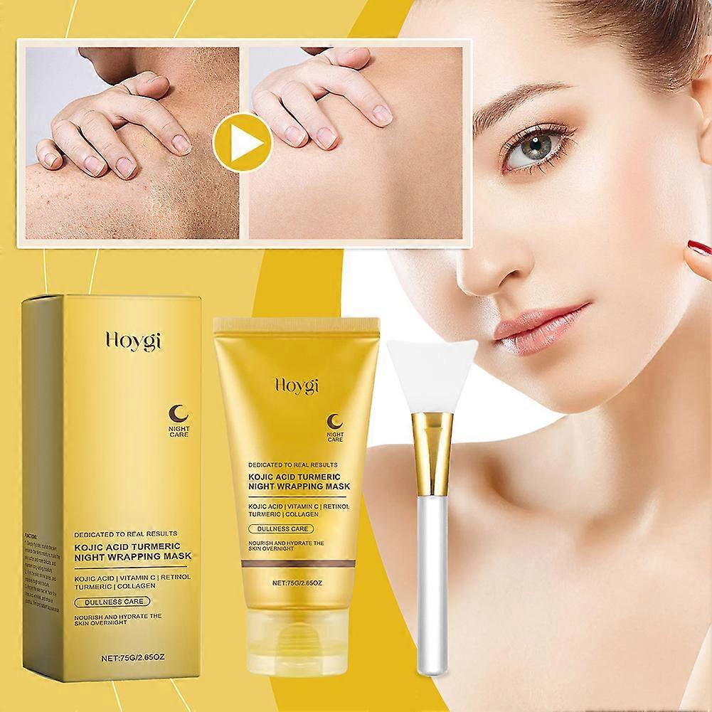 Kojic Acid Kurkuma Noční Zabalovací Slupovací Maska na Tmavé Skvrny & Rozjasnění Pleti, Kolagenové Rozjasňující Péče o Pleť