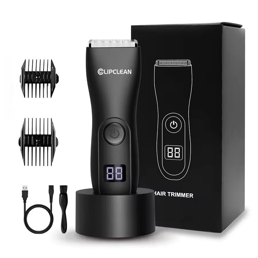 Men's Electric Body Hair Trimmer Rechargeable Cordless Body Groomer Waterproof Hair Clipper with LCD Display Hair Remover Home