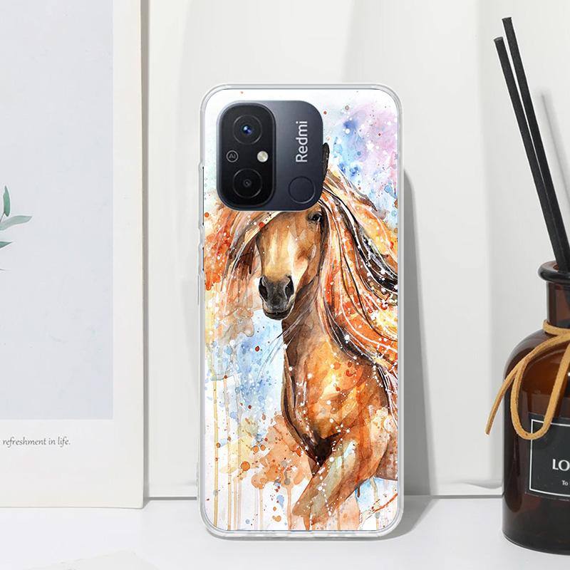 Animal Oil Painting Horse Phone Case For Xiaomi Redmi 14C 13 13C 12 12C 10 10A 10C 9 9A 9C 9T 8 8A 7 7A 6A 6 Pro K80 K70 K60 K40