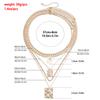 ins metal chain stacked necklace, sweet and cool snakeskin pattern geometric pendant necklace