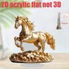 2D Flat Golden Horse Acrylic Desktop Decoration, Luxury Horse-Themed Design, Home Decor Plaque Hanging Wall Art Decorative Garden Decoration for Room