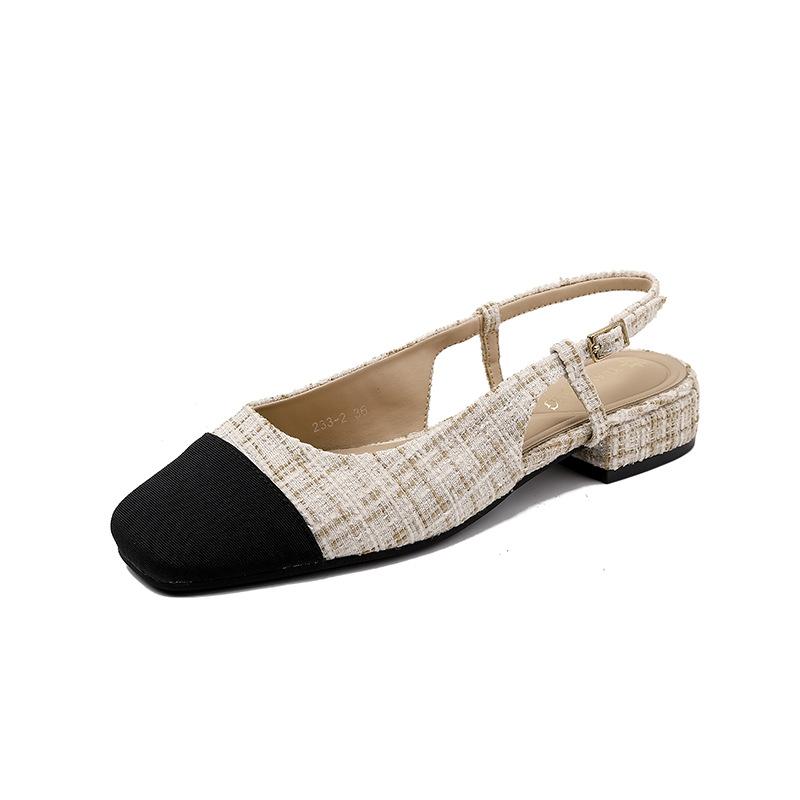 Xiaoxiangfeng Back Empty Single Shoes Women's 2025 Bag Head Sandals Women's Fashion Square Head Light Mouth Advanced Sense Huizhou Women's Shoes Co